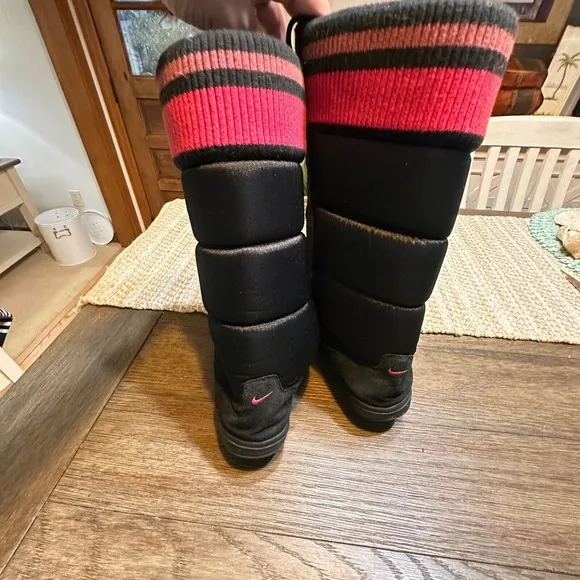 Hot find! 🔥 Rare Y2K Nike Hi Puffer Boots Tall Lace Up Boots Black Pink Women 7