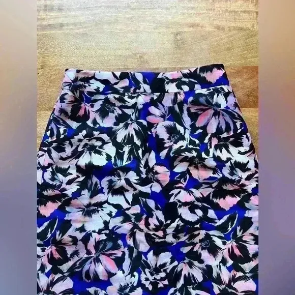 J. Crew Floral A-Line Midi Skirt | 000 | Blue Pink Black White